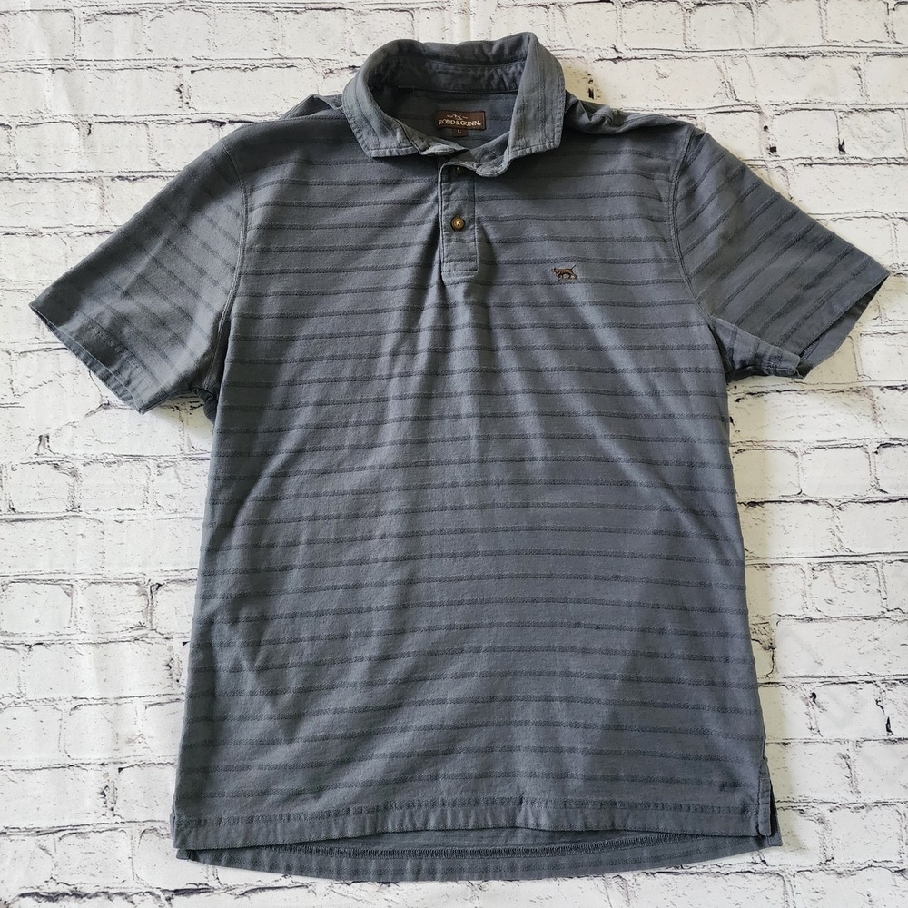 Rodd & Gunn Mens Gray Textured Striped Cotton Polo Shirt Size L KP1128